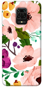 Чехол Акварельные цветы для Xiaomi Redmi Note 9 Pro