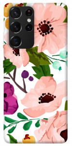Чехол Акварельные цветы для Galaxy S21 Ultra
