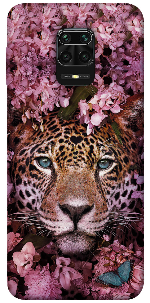 Чехол Леопард в цветах для Xiaomi Redmi Note 9 Pro