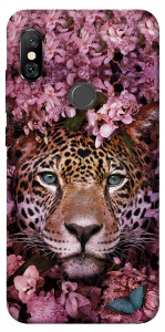 Чехол Леопард в цветах для Xiaomi Redmi Note 6 Pro