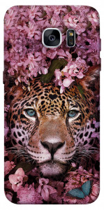 Чехол Леопард в цветах для Galaxy S7 Edge