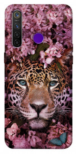 Чехол Леопард в цветах для Realme 5 Pro
