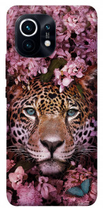 Чехол Леопард в цветах для Xiaomi Mi 11