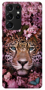 Чехол Леопард в цветах для Galaxy S21 Ultra