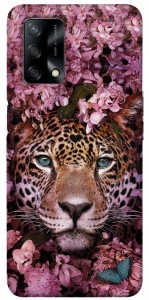 Чехол Леопард в цветах для Oppo A74 4G