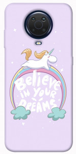 Чехол Believe in your dreams unicorn для Nokia G10