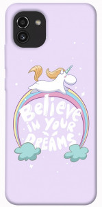 Чехол Believe in your dreams unicorn для Galaxy A03