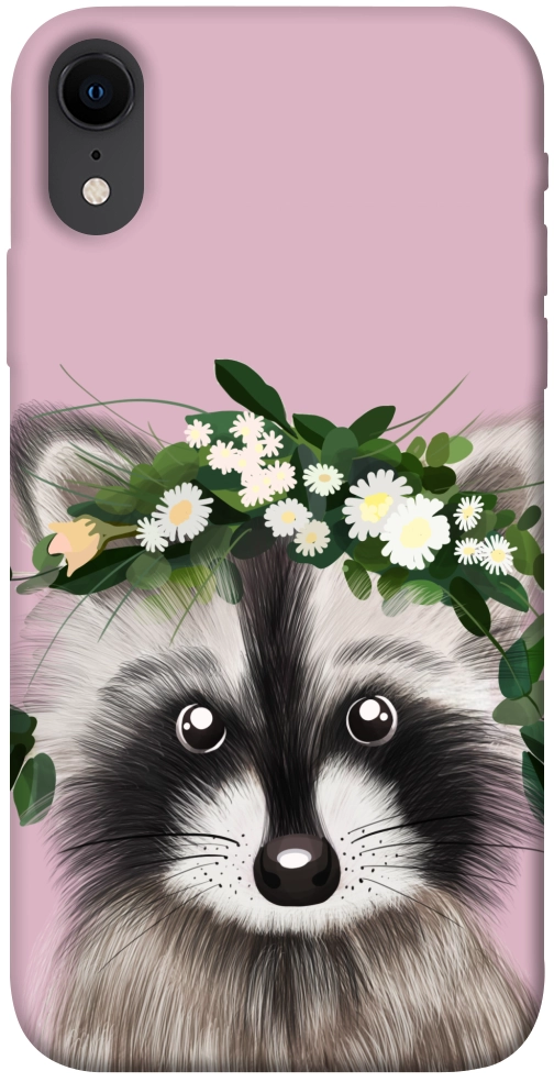 Чехол Raccoon in flowers для iPhone XR