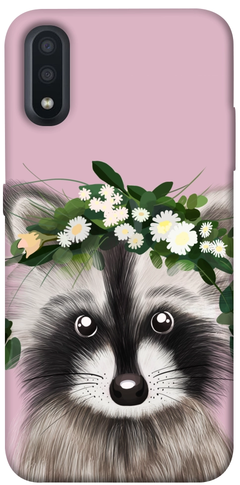 Чехол Raccoon in flowers для Galaxy A01