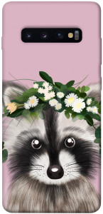 Чехол Raccoon in flowers для Galaxy S10 Plus (2019)