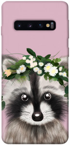 Чохол Raccoon in flowers для Galaxy S10 (2019)