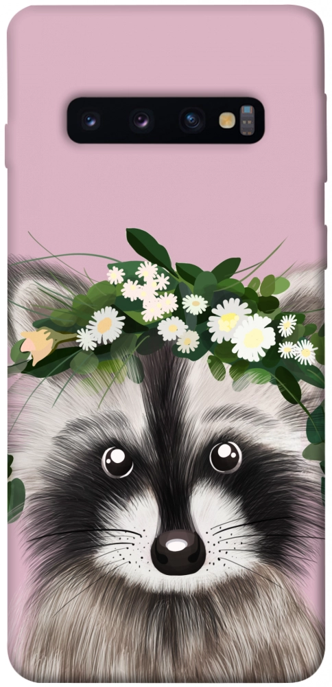 Чехол Raccoon in flowers для Galaxy S10 (2019)