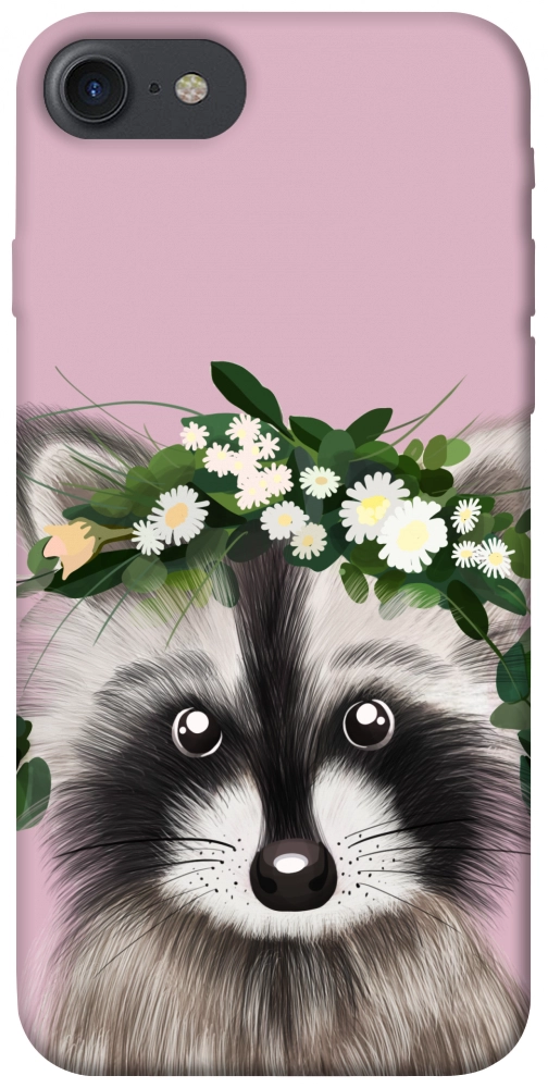 Чехол Raccoon in flowers для iPhone 8