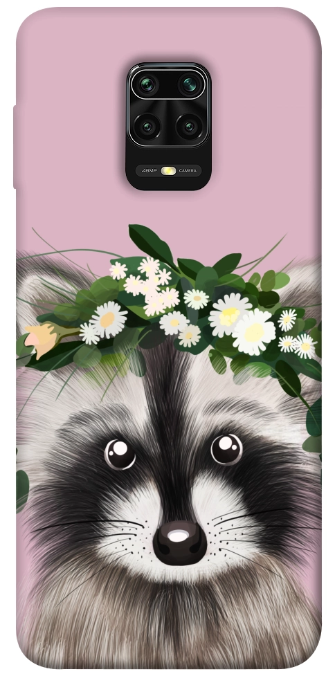 Чехол Raccoon in flowers для Xiaomi Redmi Note 9 Pro