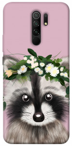 Чехол Raccoon in flowers для Xiaomi Redmi 9