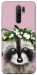 Чохол Raccoon in flowers для Xiaomi Redmi 9