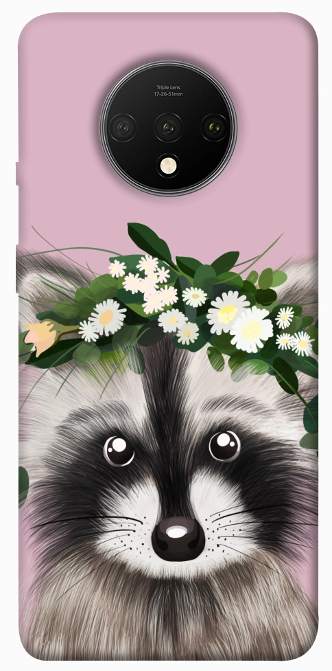 Чохол Raccoon in flowers для OnePlus 7T