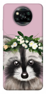 Чехол Raccoon in flowers для Xiaomi Poco X3 NFC