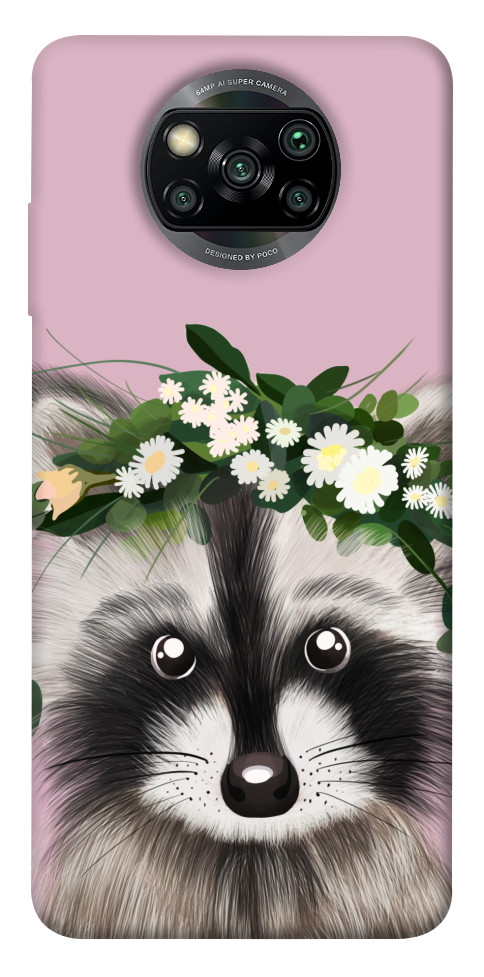 Чохол Raccoon in flowers для Xiaomi Poco X3 NFC