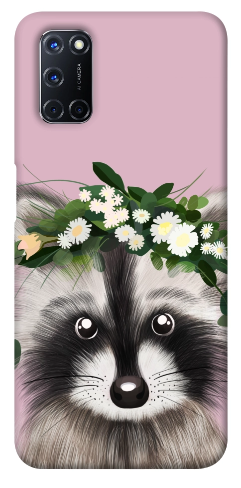 Чехол Raccoon in flowers для Oppo A92