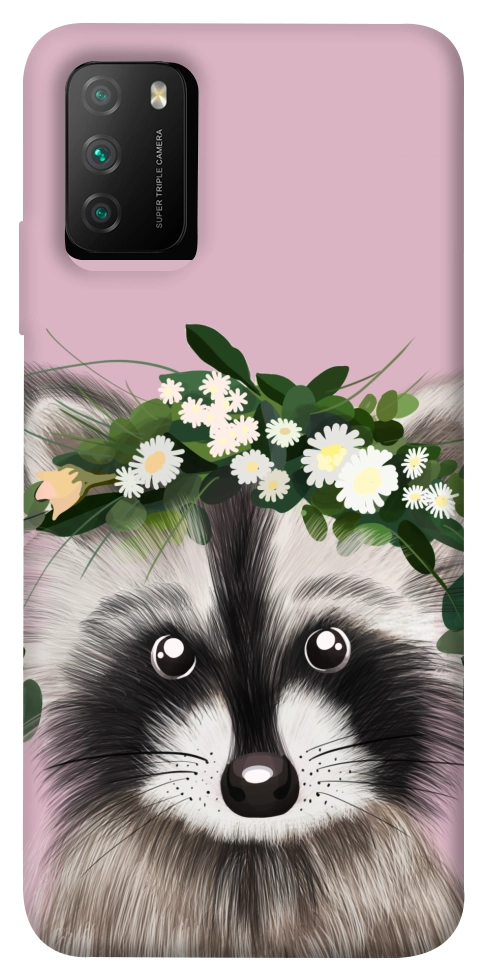 Чехол Raccoon in flowers для Xiaomi Poco M3