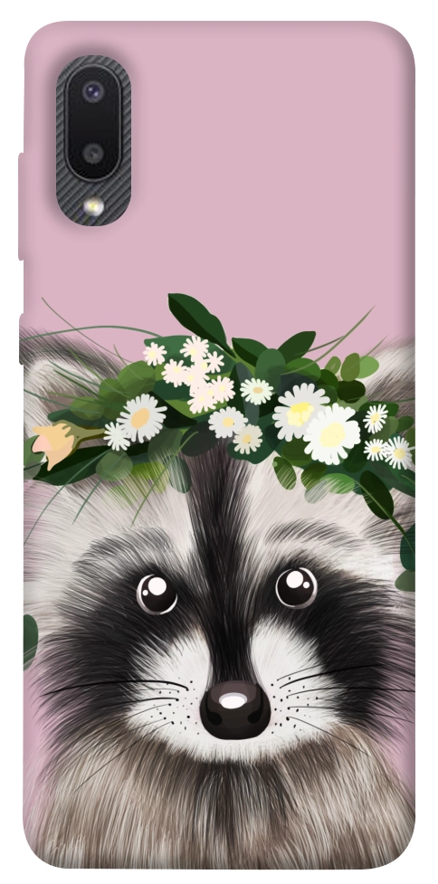 Чохол Raccoon in flowers для Galaxy A02