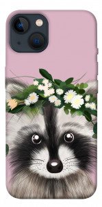 Чехол Raccoon in flowers для iPhone 13