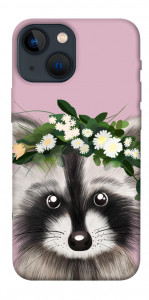 Чехол Raccoon in flowers для iPhone 13 mini