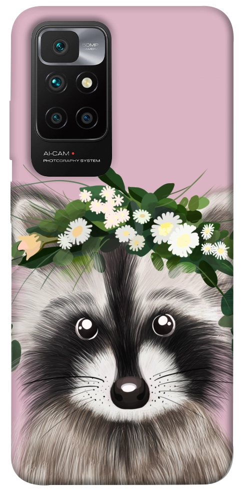 Чехол Raccoon in flowers для Xiaomi Redmi 10