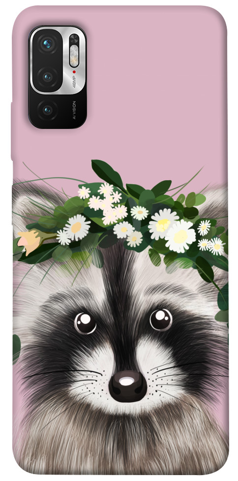 Чохол Raccoon in flowers для Xiaomi Redmi Note 10 5G