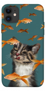 Чохол Cat with fish для iPhone 11