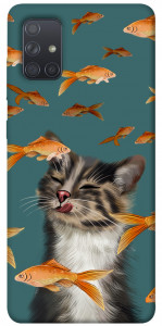 Чохол Cat with fish для Galaxy A71 (2020)