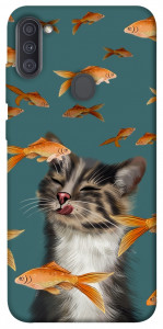 Чохол Cat with fish для Galaxy A11 (2020)