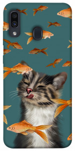 Чохол Cat with fish для Samsung Galaxy A30