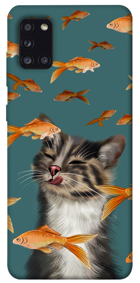 Чехол Cat with fish для Galaxy A31 (2020)