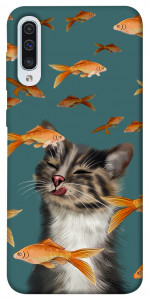 Чохол Cat with fish для Samsung Galaxy A50s