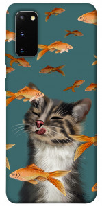 Чехол Cat with fish для Galaxy S20 (2020)