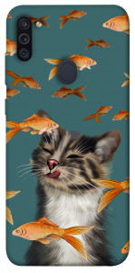 Чехол Cat with fish для Galaxy M11 (2020)