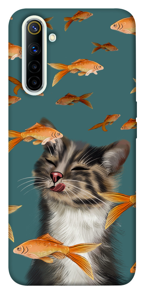 Чохол Cat with fish для Realme 6