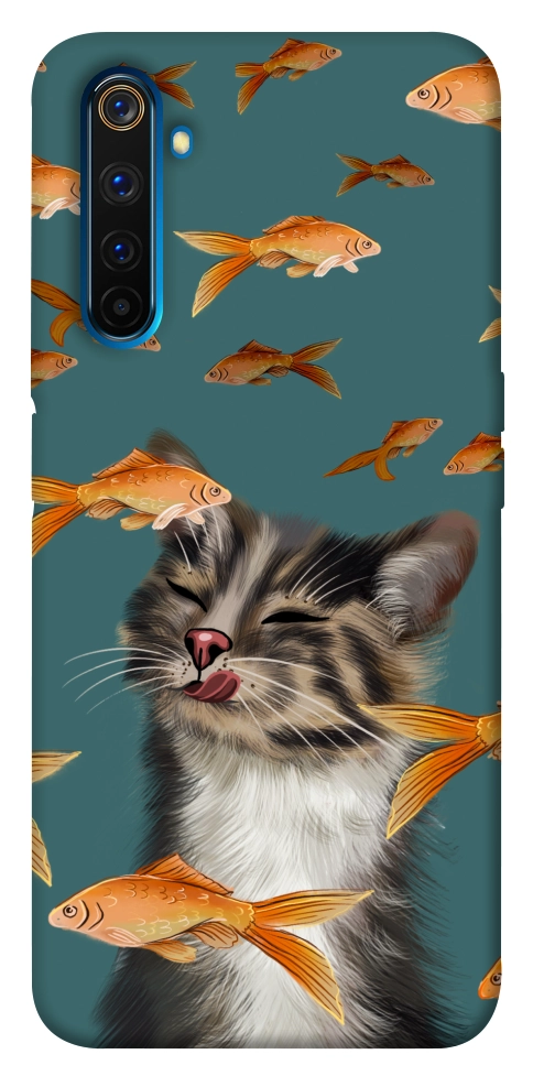 Чехол Cat with fish для Realme 6 Pro