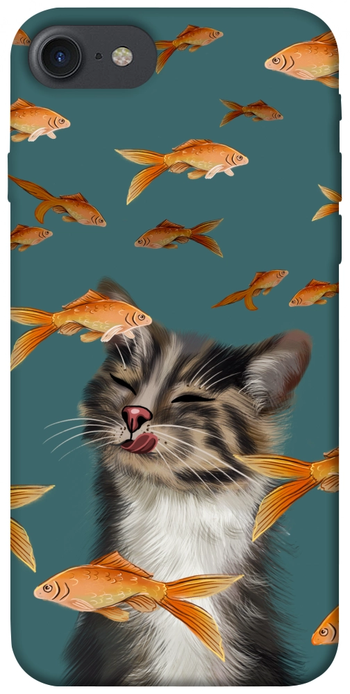 Чехол Cat with fish для iPhone 8