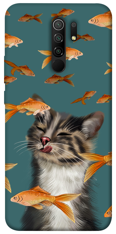 Чехол Cat with fish для Xiaomi Redmi 9