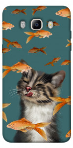 Чехол Cat with fish для Galaxy J7 (2016)