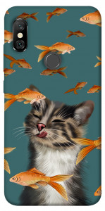 Чохол Cat with fish для Xiaomi Redmi Note 6 Pro
