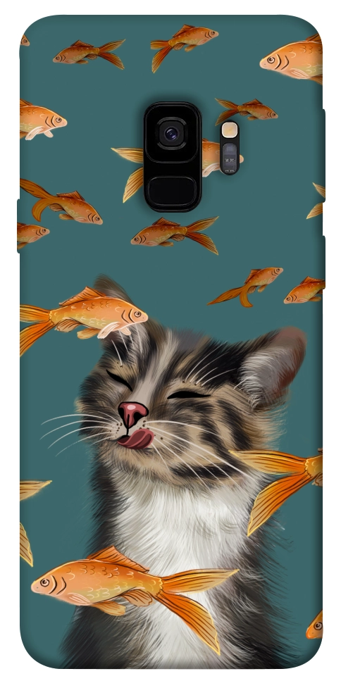 Чехол Cat with fish для Galaxy S9