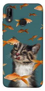 Чехол Cat with fish для Huawei P20 Lite