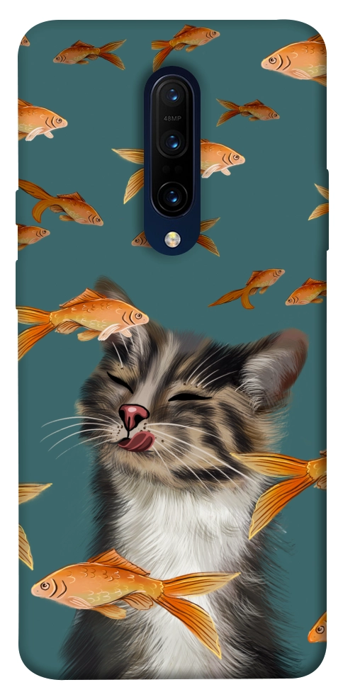 Чехол Cat with fish для OnePlus 7 Pro