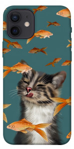 Чехол Cat with fish для iPhone 12