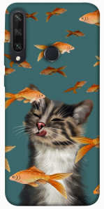 Чохол Cat with fish для Huawei Y6p