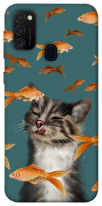 Чехол Cat with fish для Samsung Galaxy M30s